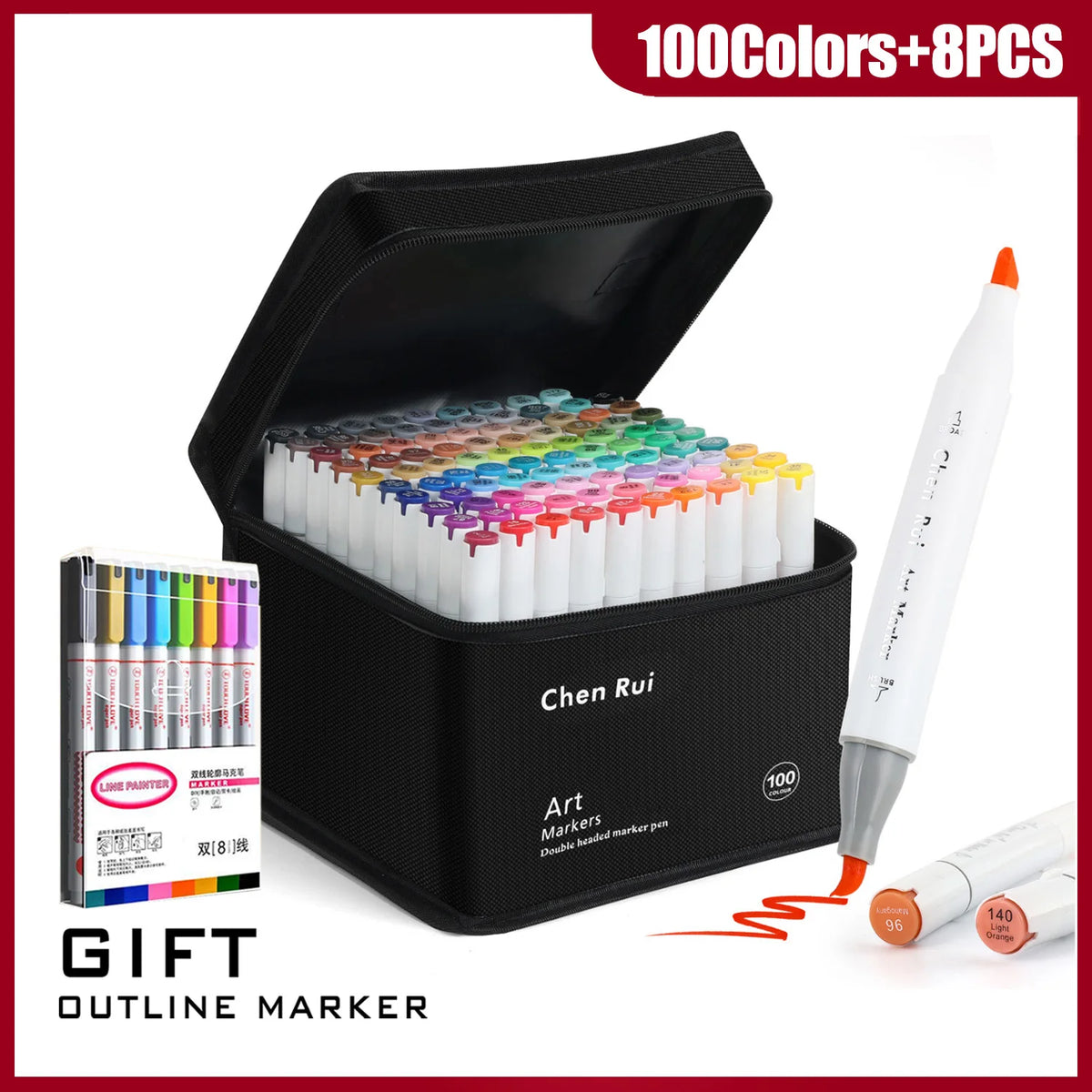 48-180 Colors Dual Tip Brush & Chisel Permanent