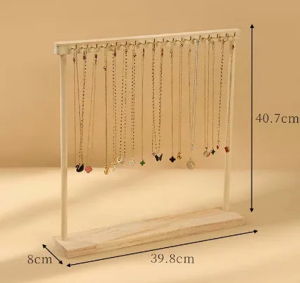 Jewelry Organizer Display Stand Wood Necklace Hanging Countertop