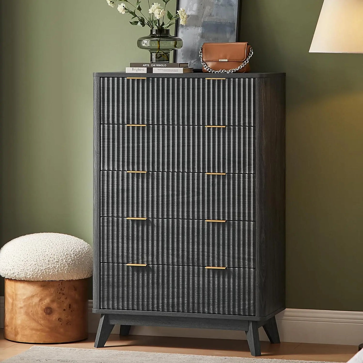Fluted Drawers Dresser 48 Tall Modern Chest Of