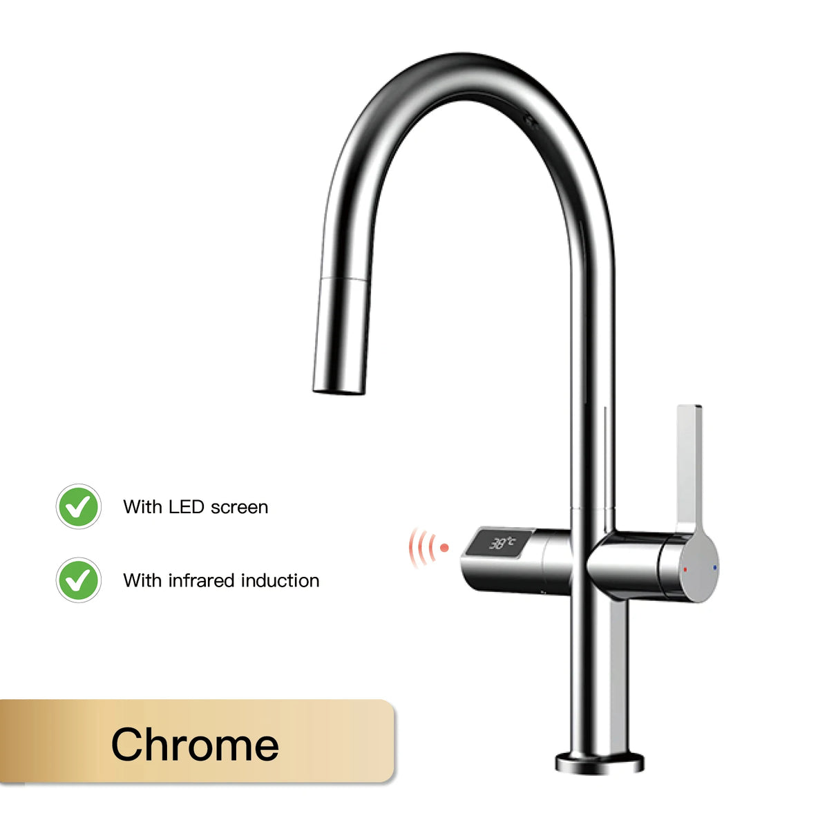 Luxury Brass Gun Gray Faucet Led Digital Sensing