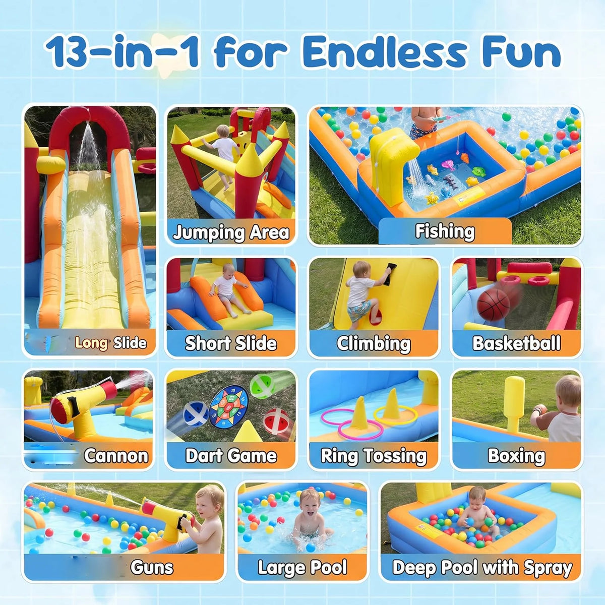 Jump Slide Inflatable Bouncer Kids Heavy Duty Blower