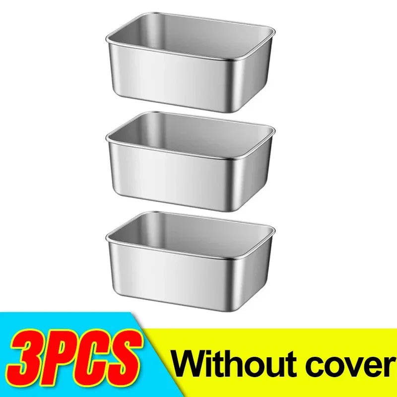 Stainless Steel Food Storage Container Fridge Fresh-Keep Storage
