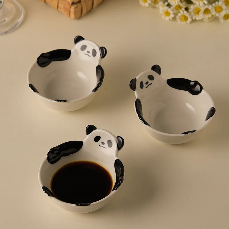 Panda Ceramic Dipping Dish Cute Shaped Mini Bowl