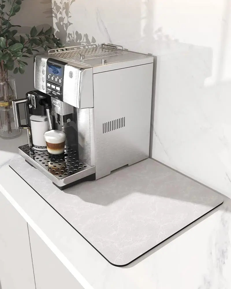 Absorbent Coffee Mat Rubber Backing Hides Stains Dish