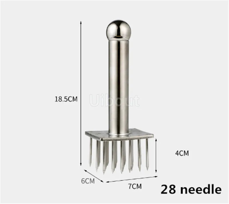 Stainless Steel Meat Needles Pounders Wooden Handle Profession