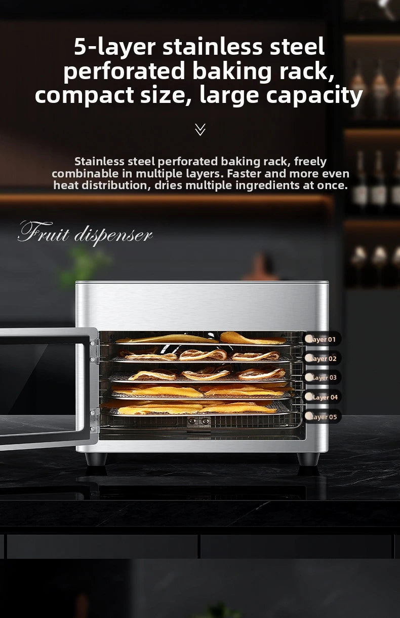 Commercial Grade 5-Layer Food Dehydrator Stainless Steel Drying