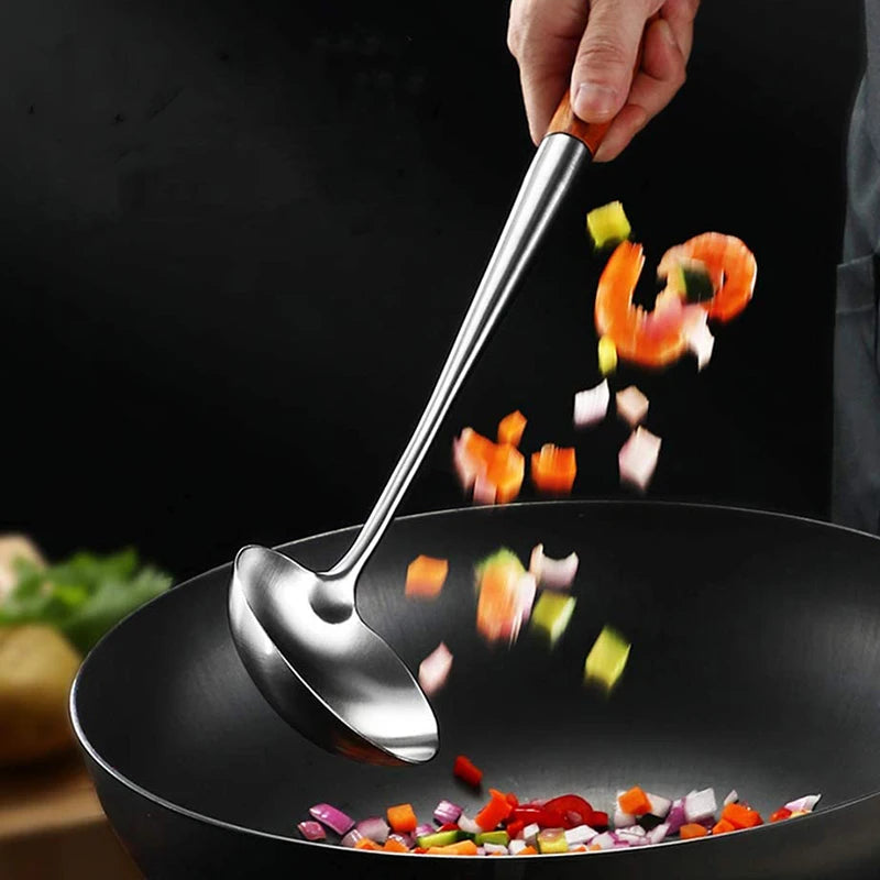 4/2pcs Long Handle Stainless Steel Wok Spatula Slotted