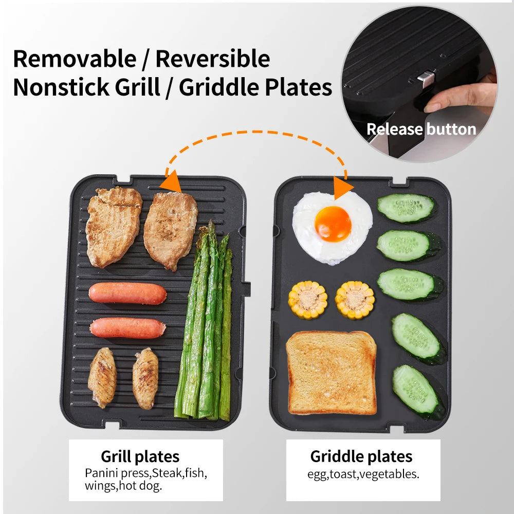 Biolomix 2000w Electric Contact Grill Digital Griddle Panini