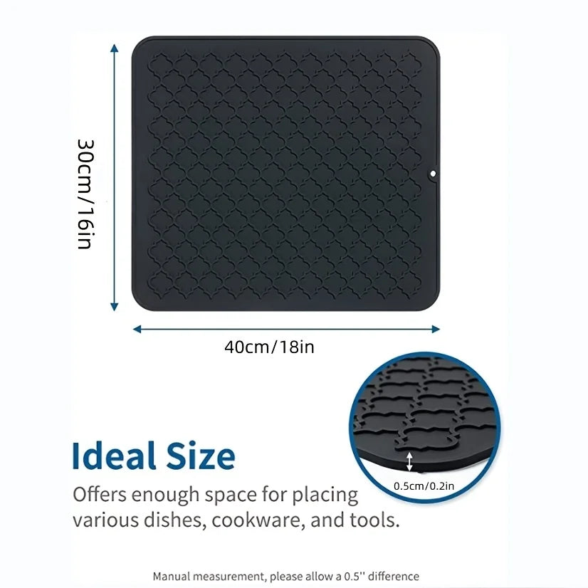 Dish Drying Mat Counter Silicone Drain Pad Heat-Resistant