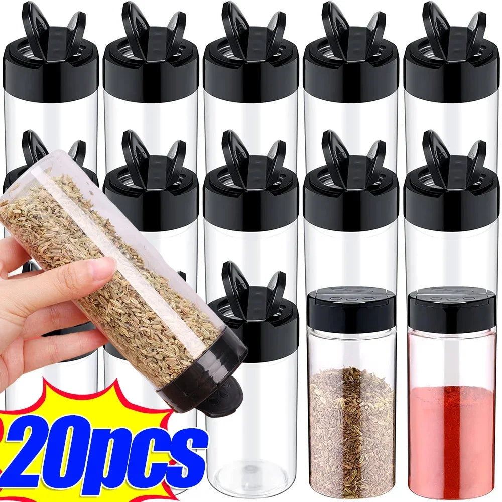 1/20pcs Clear Plastic Spice Bottles Salt Pepper Shaker