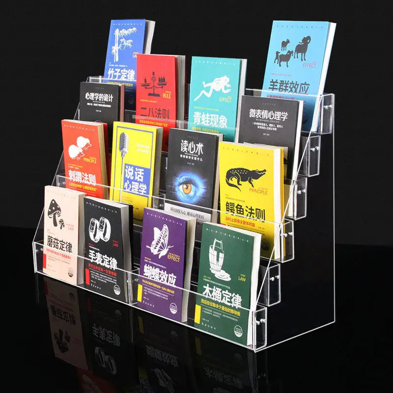 2-6 Tier Acrylic Book Display Stand Desk Bookshelf