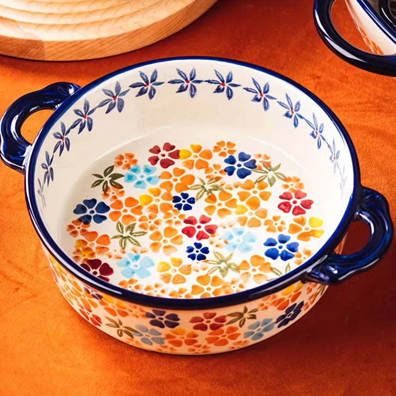 1pc Colored Hand-Painted Ceramic Baking Dish Suitable Salads