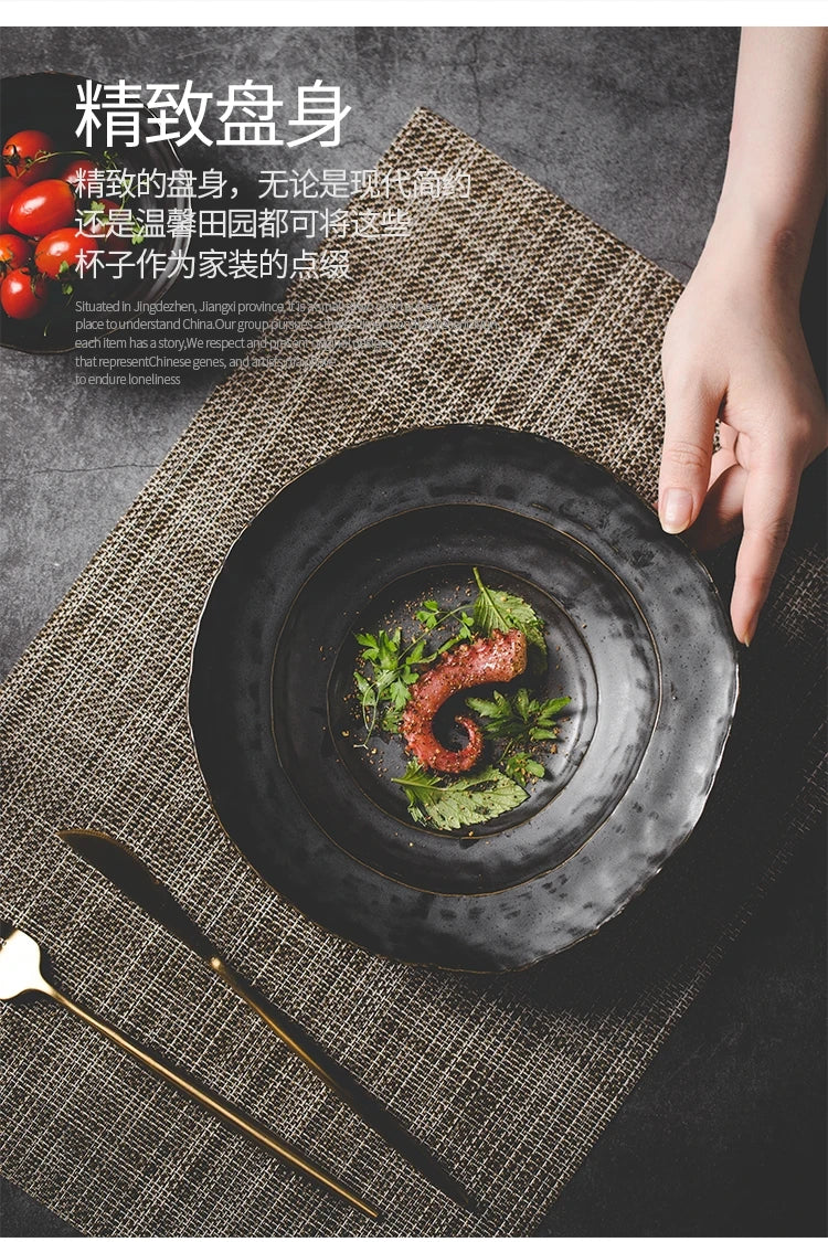 Handmade Stoneware Irregular Ceramic Plates Bowls Art Dish
