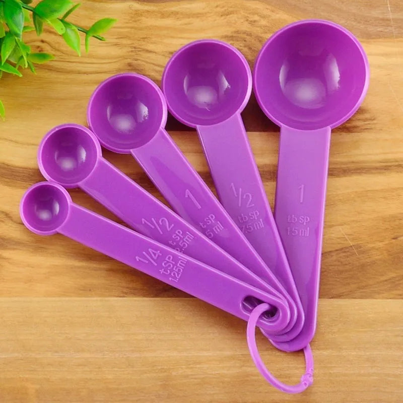 5pcs/Set Colors Measuring Spoon Coffee Teaspoon Sugar Scoop