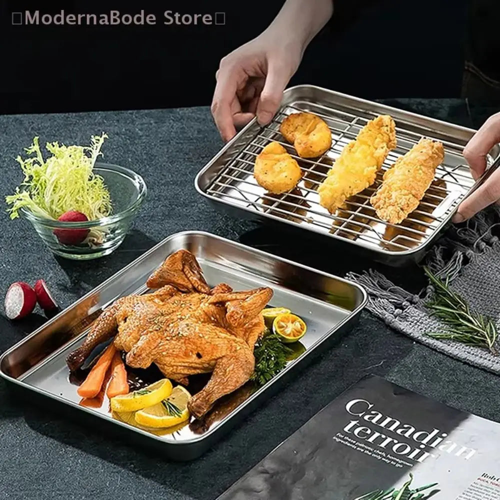 Non-Stick Stainless Steel Baking Pan Cooling Rack Removable