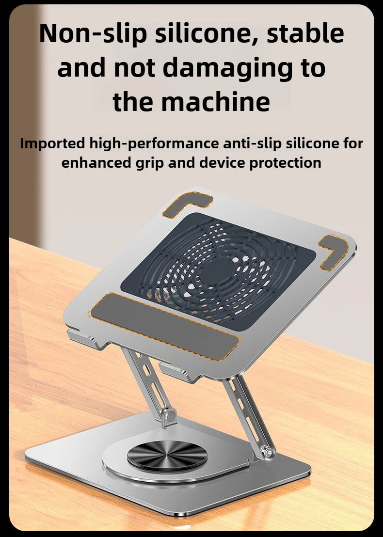 Rotating Laptop Cooling Rack Fan Elevated Cooling Base
