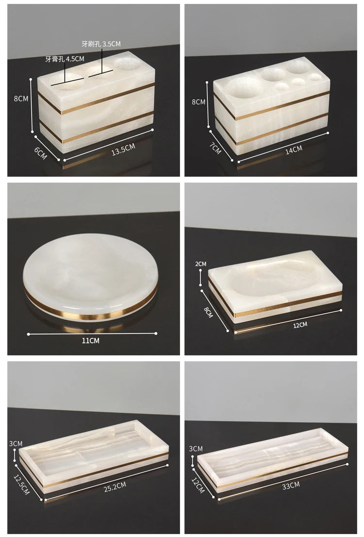 White Onyx Natural Marble Bathroom Gold Luxury Soap