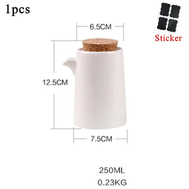 White Porcelain Olive Oil Pot Sauce Vinegar Salt