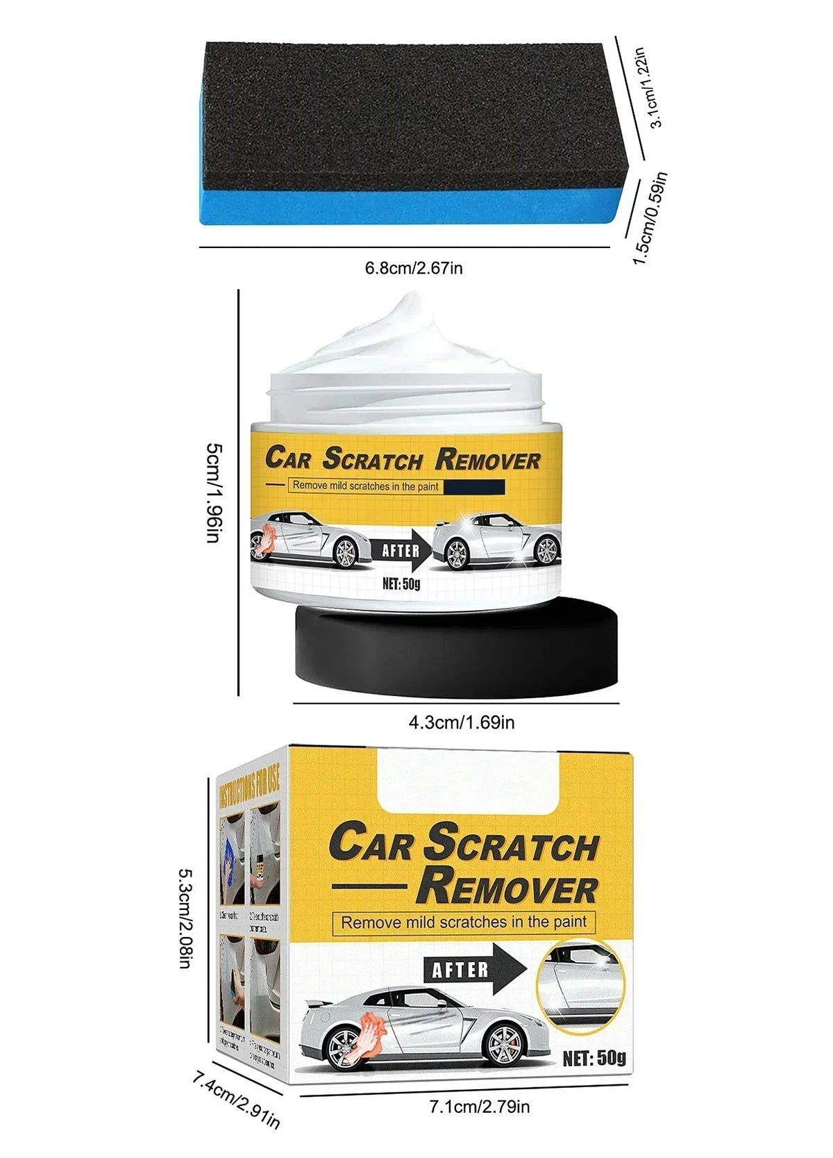 Car Scratch Remover Car Polishing Paste Sponge Car