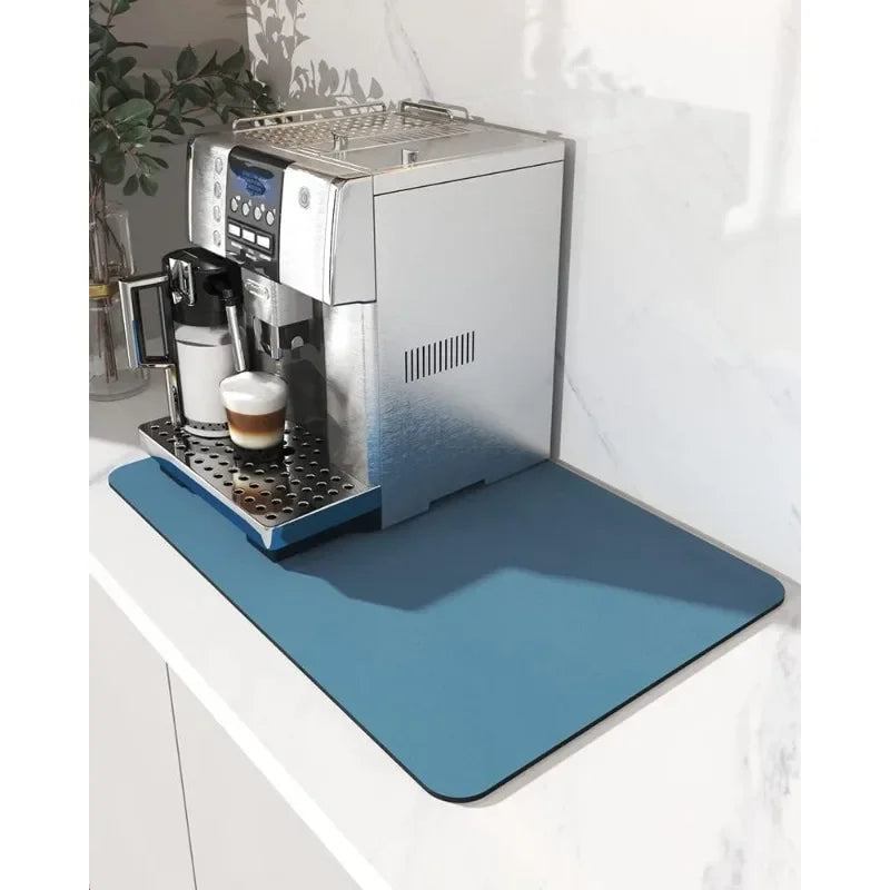 Absorbent Coffee Mat Rubber Backing Hides Stains Dish