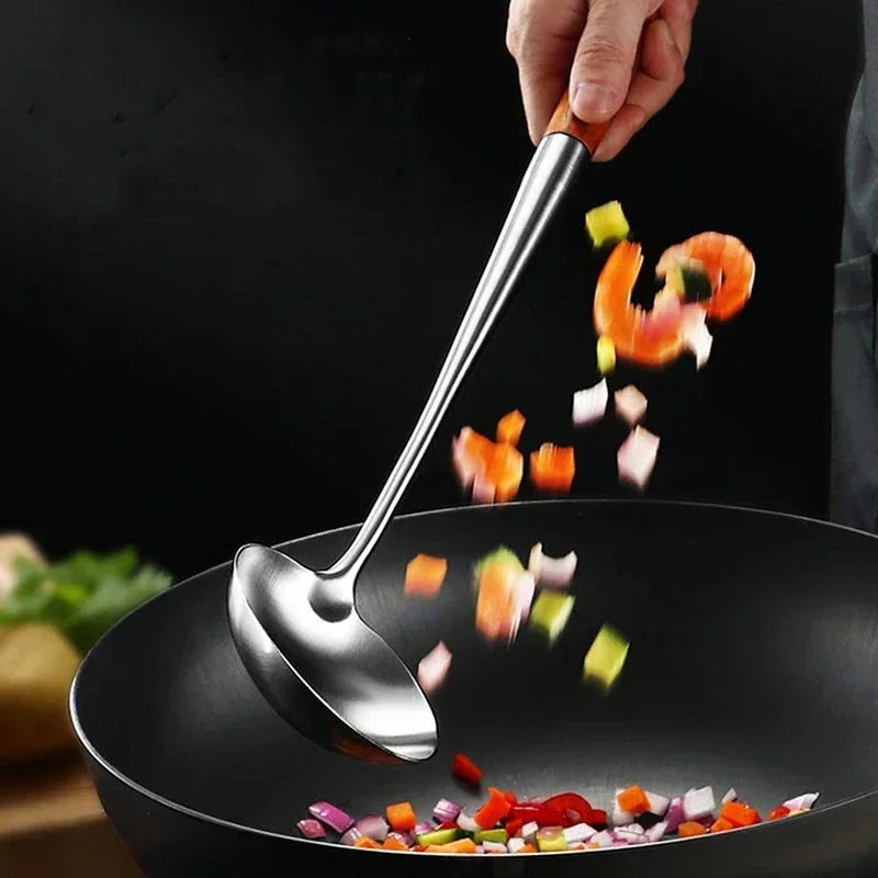 4/2pcs Long Handle Stainless Steel Wok Spatula Slotted