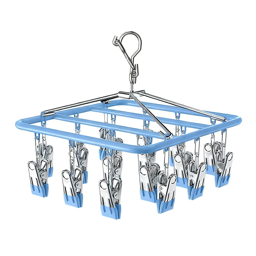 Stainless Steel Clothes Drying Rack Non-Slip 18/24 Clips