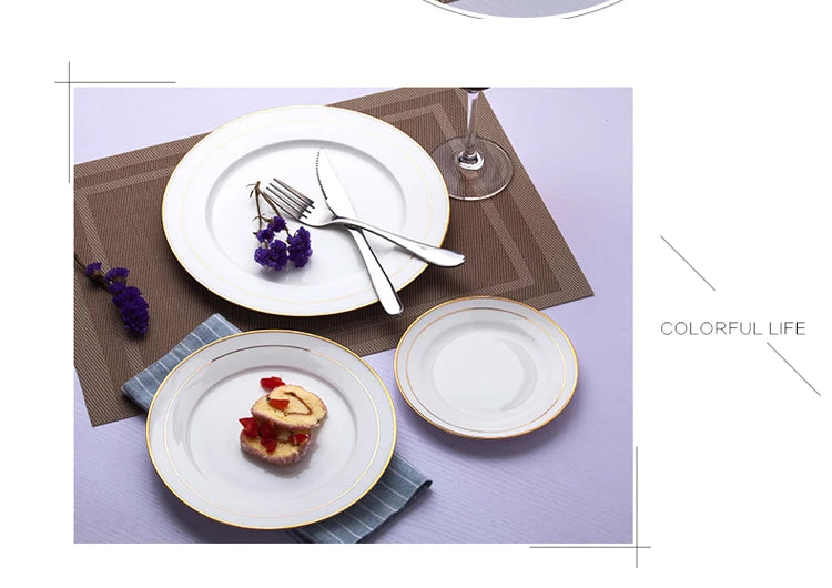 White Porcelain Dinner Plate Light Luxury Food Disk
