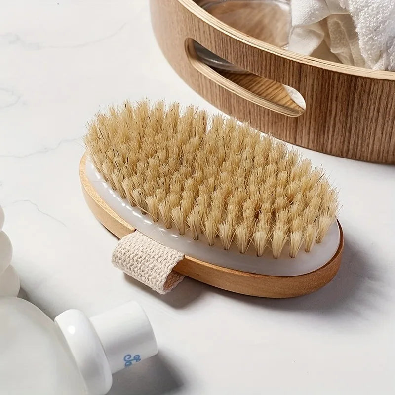 Natural Bristle Body Spa Brush Wet Dry Skin