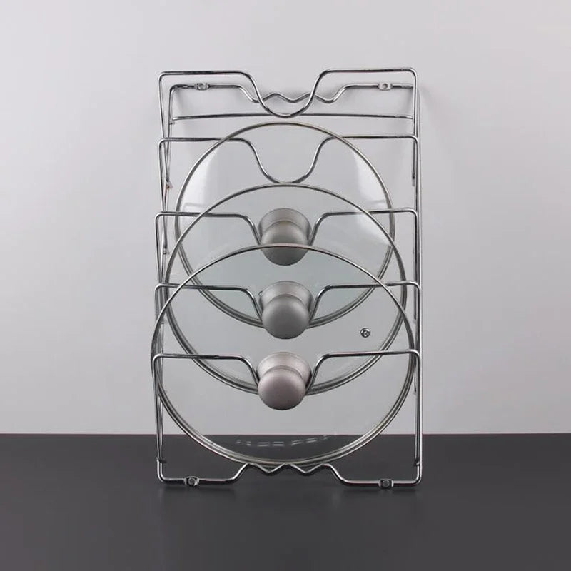 1pcs Stainless Steel Pot Lid Shelf Organizer Pan