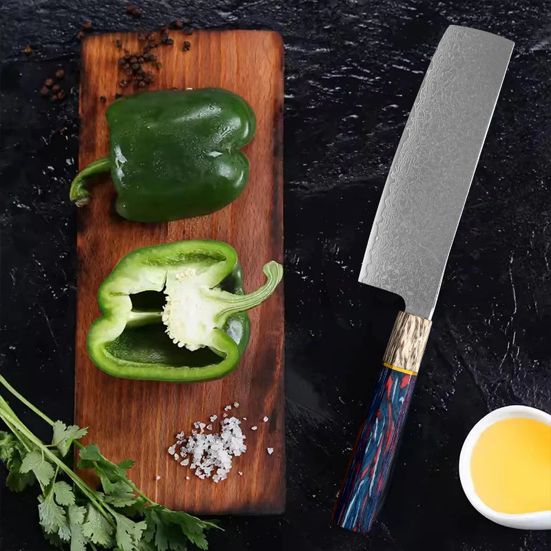 Damascus Knives Meat Cleaver Wooden Handle Chef Slicng