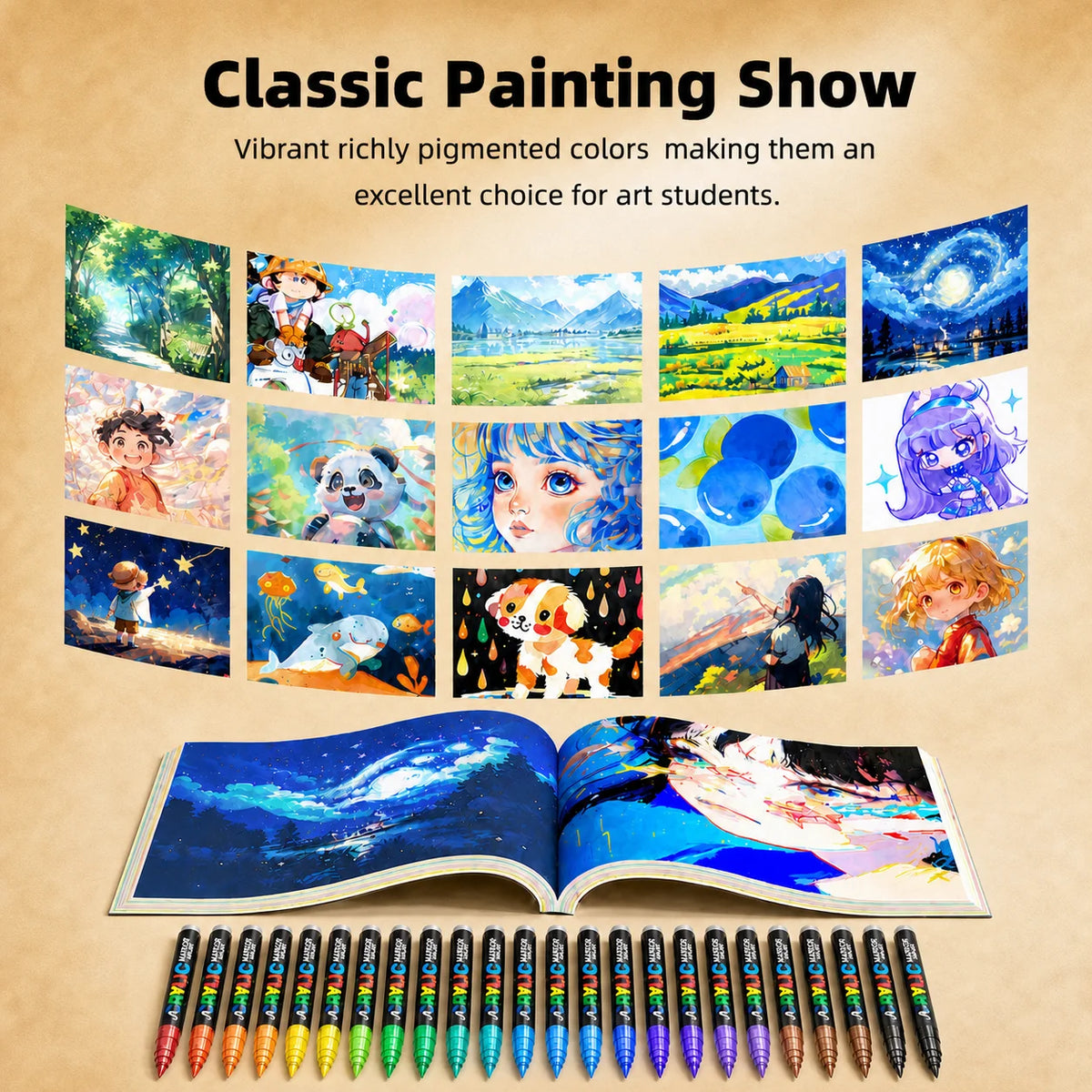 12-366 Colors Acrylic Marker Permanent Markers Brush Tip