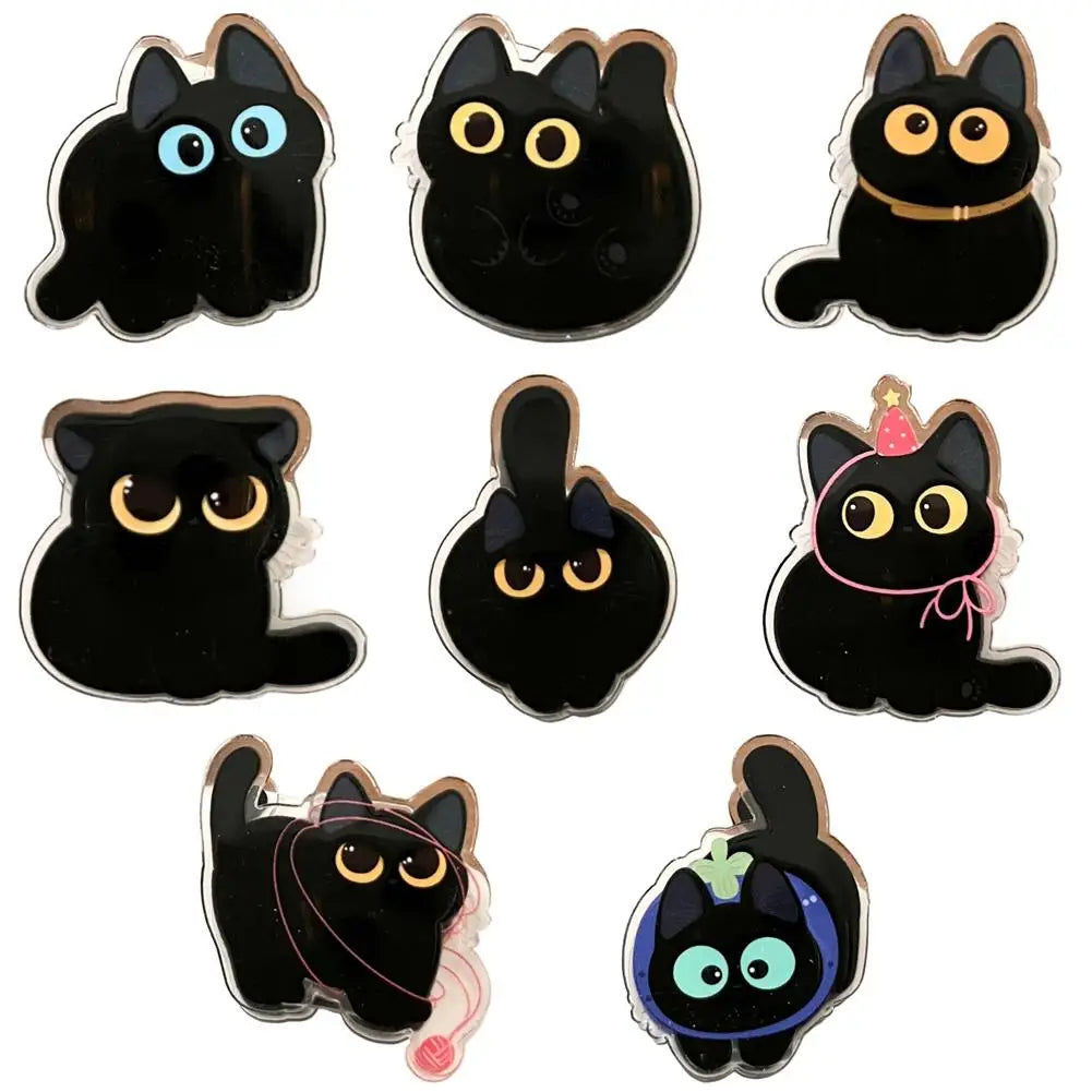8pcs Cute Black Cat Bag Clips Food Storage