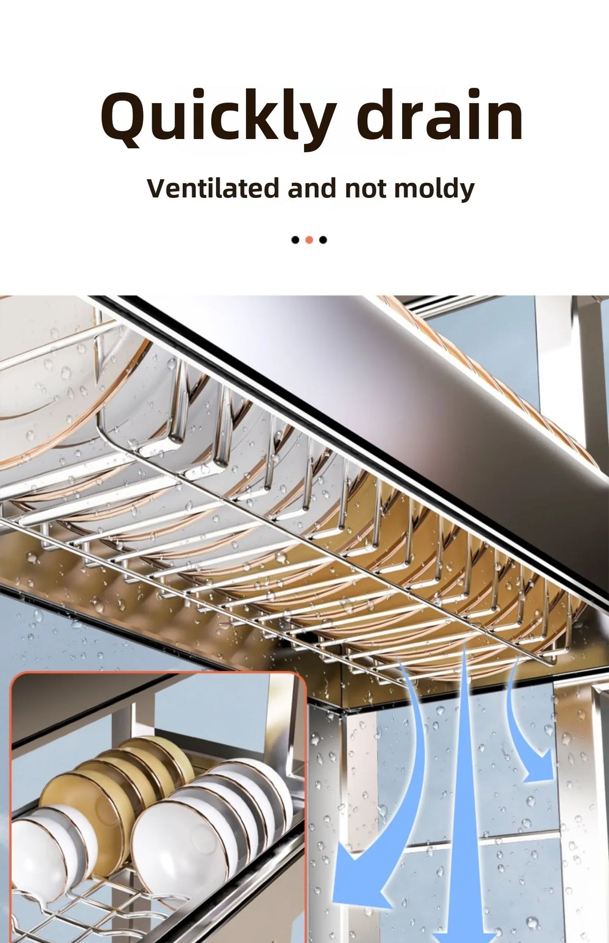 304 Stainless Steel Sink Storage Rack Layers Shelf