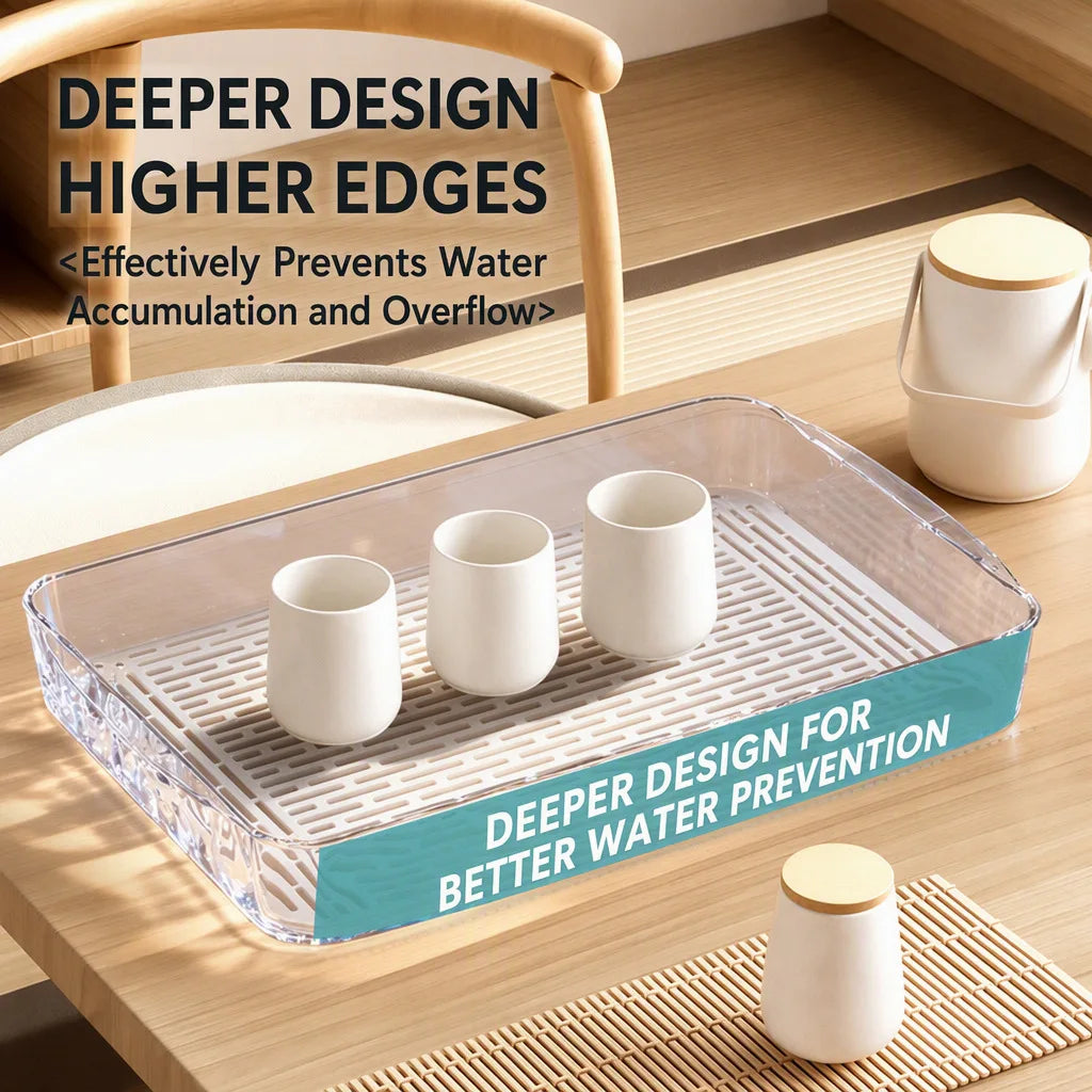 Double-Layer Rectangle Plastic Dish Drainer Fruit Dryer Tray