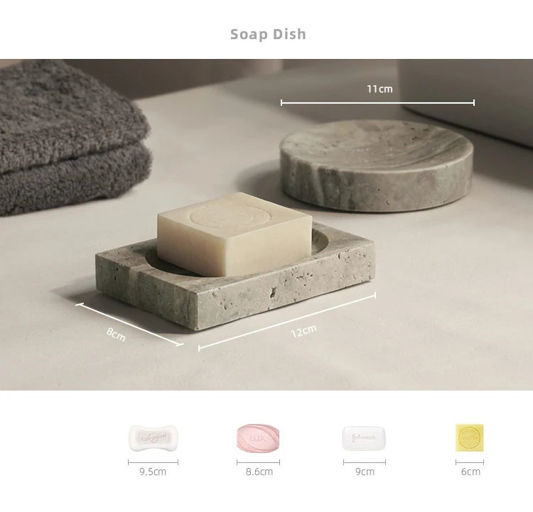 Grigio Travertino Bathroom Sets Vintage Marble Soap Holder