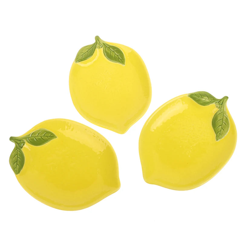 Creative Cartoon Lemon Shaped Ceramic Dish Salad Dish