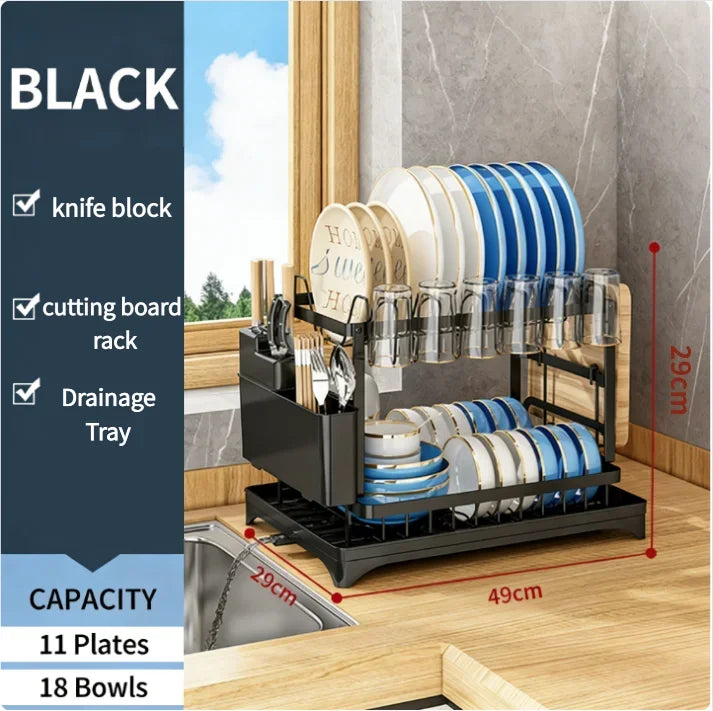Space Saving Double Tier Dish Drying Rack Rust