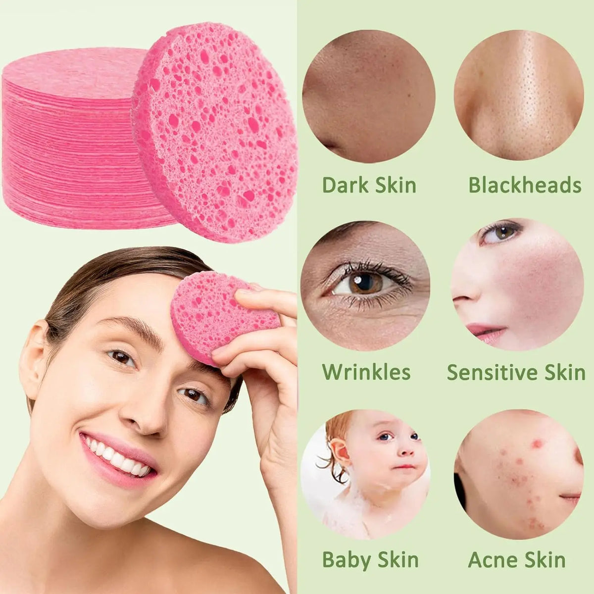 50-1000pcs Compress Face Wash Puff Natural Wood Pulp