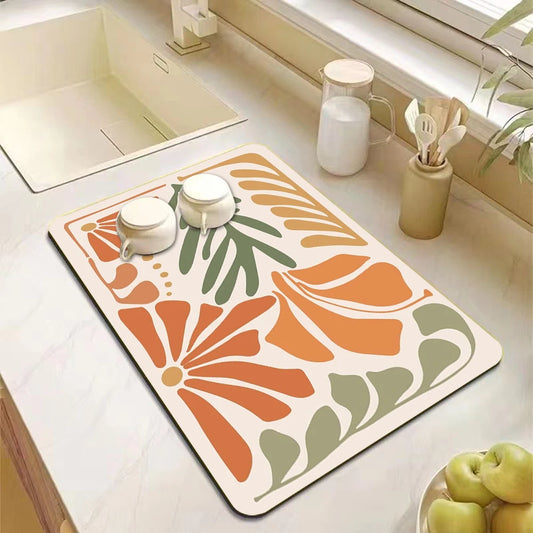 Absorbent Dish Drying Mat Coffee Machine Tableware Drain