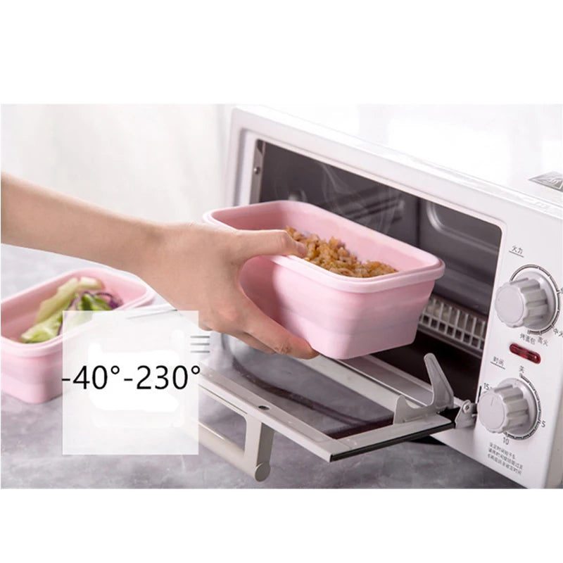 Size Choose Silicone Rectangle Lunch Box Collapsible Bento