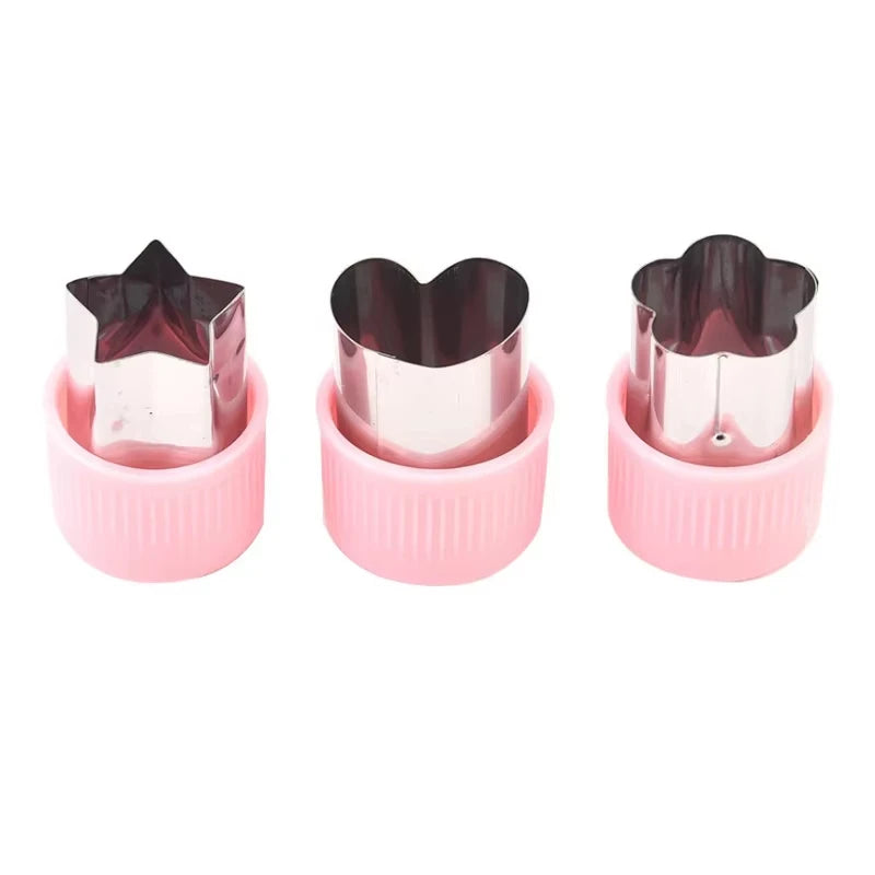 Star Heart Shape Vegetables Cutter Plastic Handle 3pcs