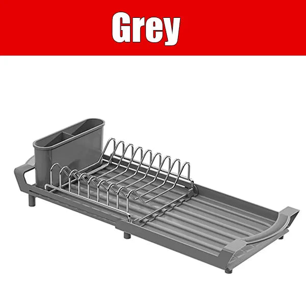 Expandable Dish Drying Rack Cutlery Holder Rust-Resistant Dish