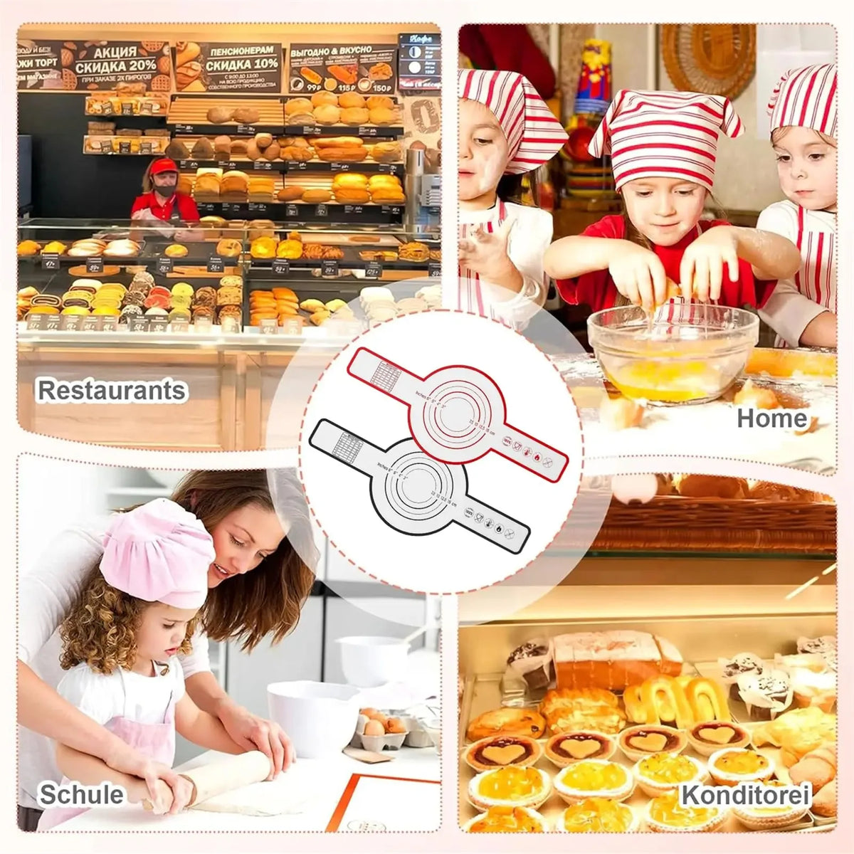 Silicone Baking Mat Long Handles Kneading Pad Dough