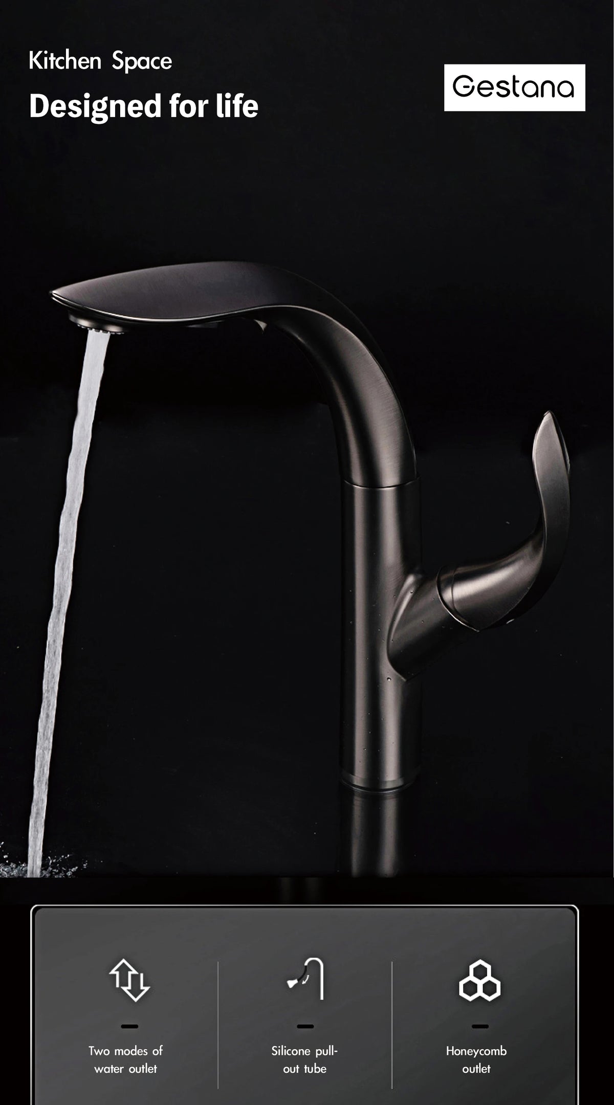 Luxury Brass Gold Touch Switch Faucet Pull-Out Design