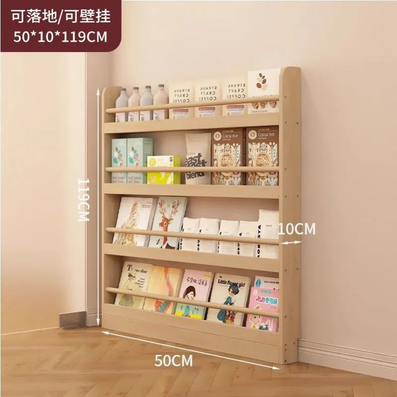 Corner Storage Rack Ultra-Thin Solid Wood Floor-Standing Bookcase