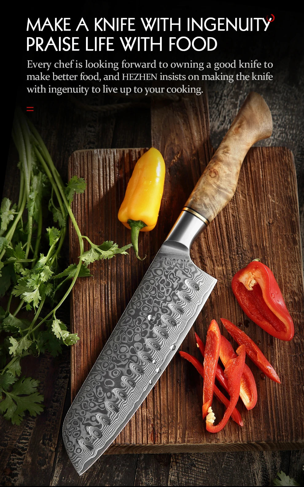 Hezhen Knife 1-7pc Damascus Steel Knives Chef Knife
