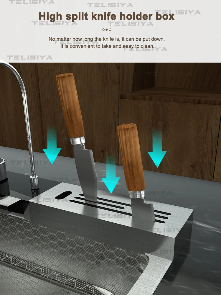 Stainless Steel Sink Digital Display Waterfall Large Slot
