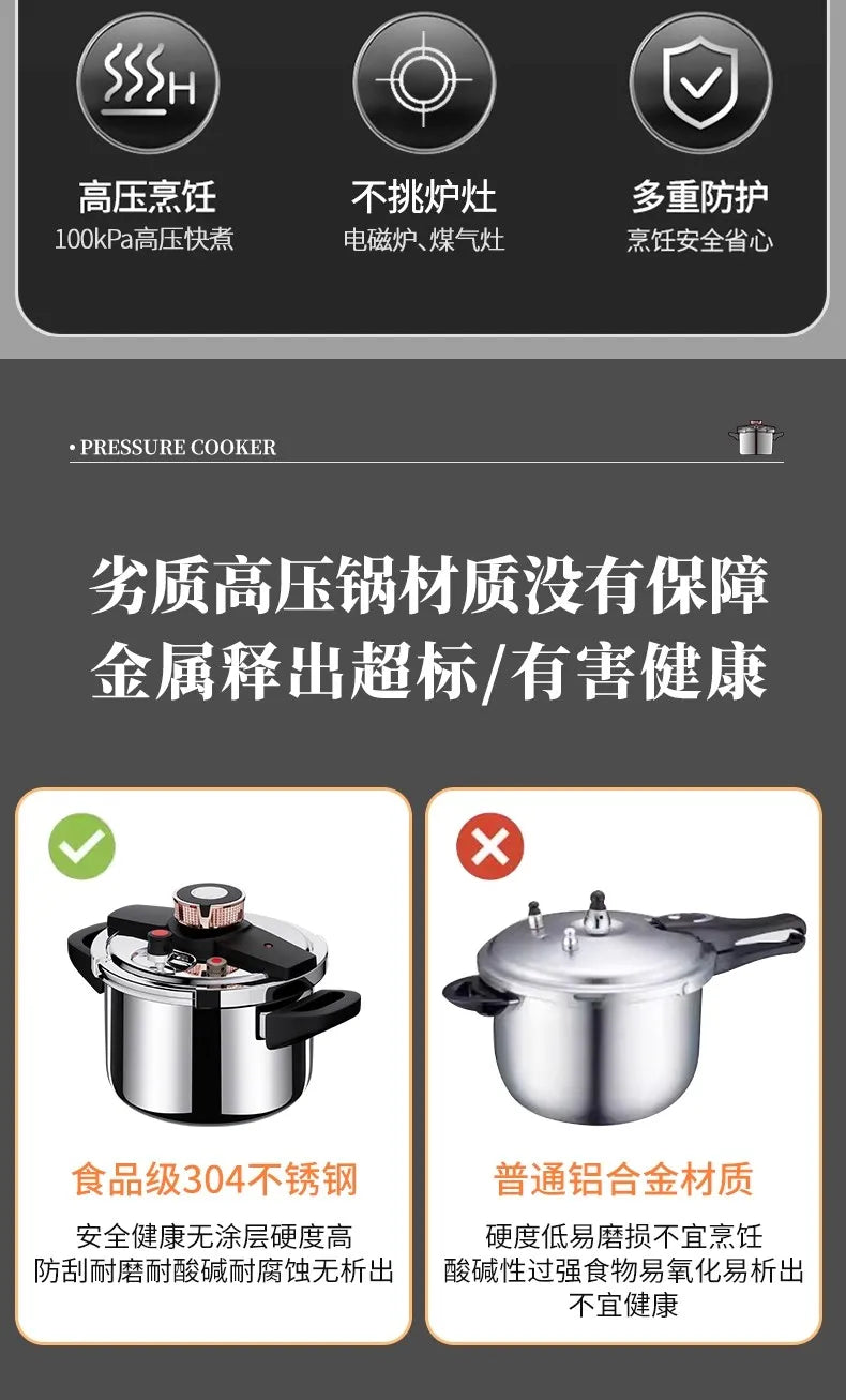 304 Stainless Steel Pressure Cooker - 100kpa Super