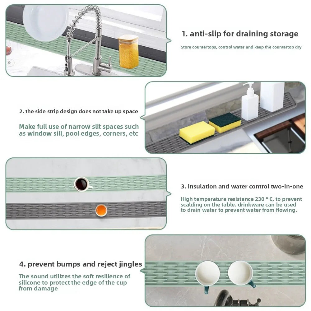 Non-Slip Silicone Drainage Mat Foldable Large Size Longer