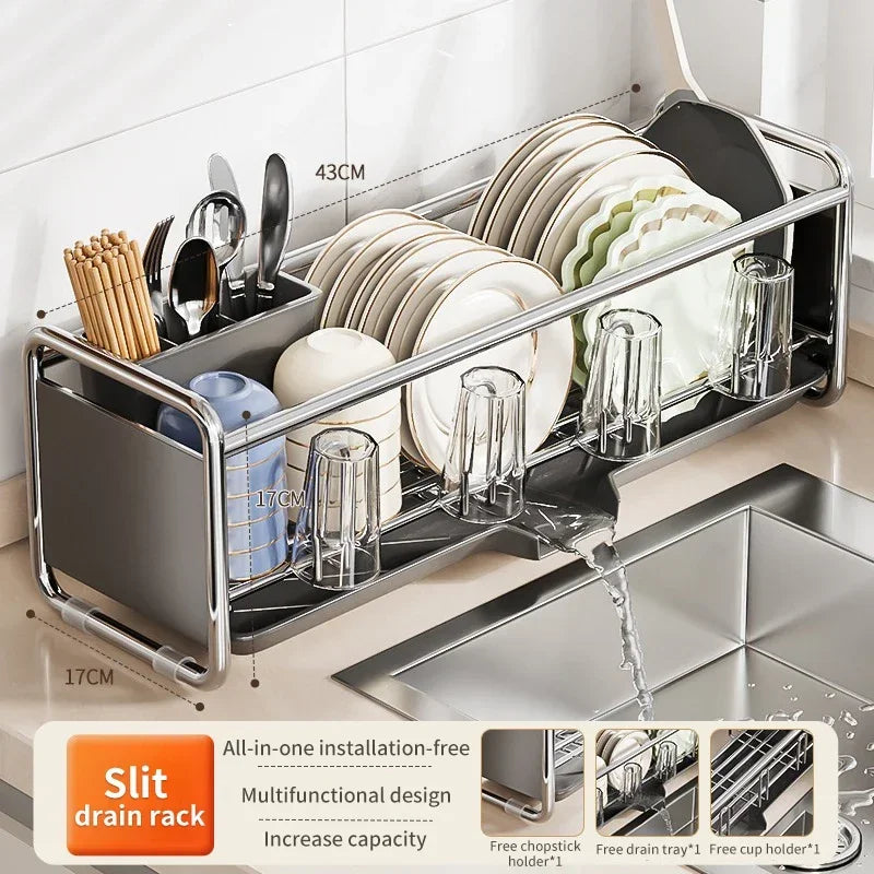 Dish Drying Rack Narrow Sink Side Countertop Dish